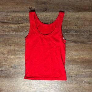 Bobbles & Lace Red Ribbed Tank Top Size S